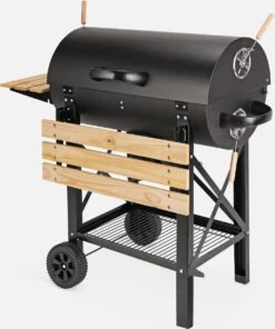 Alice's Garden, Barbecue Charbon De Bois Serge Noir, Fumoir, Smoker Américain, Récupérateur De Cendre, Tablettes, Roulettes -Magasin D'Accessoires Pour Barbecue 1001x1200