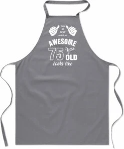 Awesome Cadeau 75 Ans - 75 Ans - Tablier De Cuisine Pouces - Coton - BBQ - Anniversaire - Gris