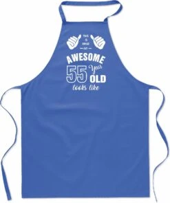 Awesome 55 Ans - Cadeau 55 Ans - Tablier De Cuisine Pouces - Coton - BBQ - Anniversaire - Bleu Roi