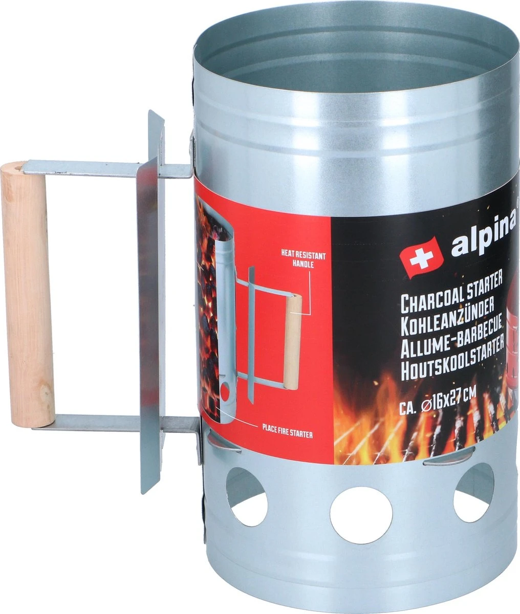 Démarreur Barbecue Alpina - Avec Manche En Bois - Pour Charbon De Bois De Bois Ou Briquettes - Métal 5 Démarreur Barbecue Alpina - Avec Manche En Bois - Pour Charbon De Bois De Bois Ou Briquettes - Métal – Image 3
