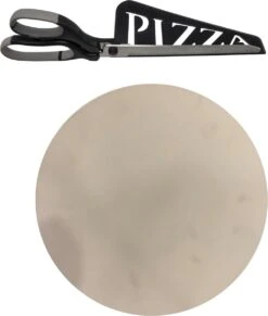 Pierre à Pizza En Céramique Pour Barbecue / Four 36 Cm - Avec Ciseaux à Pizza Noir 30 Cm - BBQ/ Four - Plaque à Pizza / Plaques à Pizza