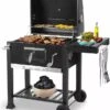 Frito Charbon De Bois Grill BBQ - Barbecue - Bon Pour 5 à 10 Personnes - Plaque De Gril - Avec Thermomètre, Roues, étagère Latérale Et Plus - Acier Inoxydable