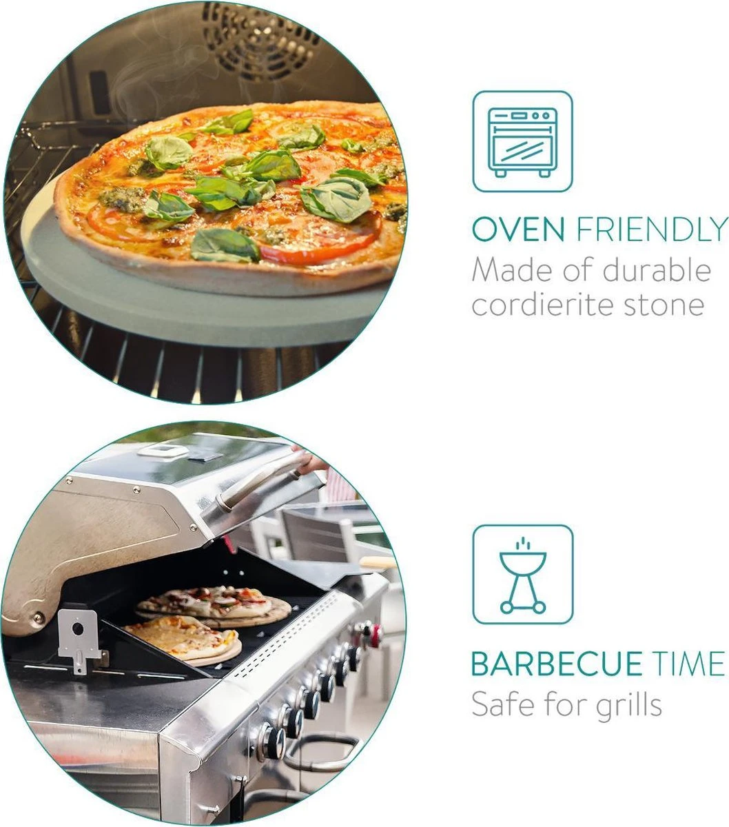 Navaris Pour Four XL - Plaque à Pizza En Pierre Naturelle - Plaque à Pizza Pour Au Four Ou Au Barbecue - Pierre à Pain - Ronde - Diamètre 30,5 Cm 4 Navaris Pour Four XL - Plaque à Pizza En Pierre Naturelle - Plaque à Pizza Pour Au Four Ou Au Barbecue - Pierre à Pain - Ronde - Diamètre 30,5 Cm – Image 2