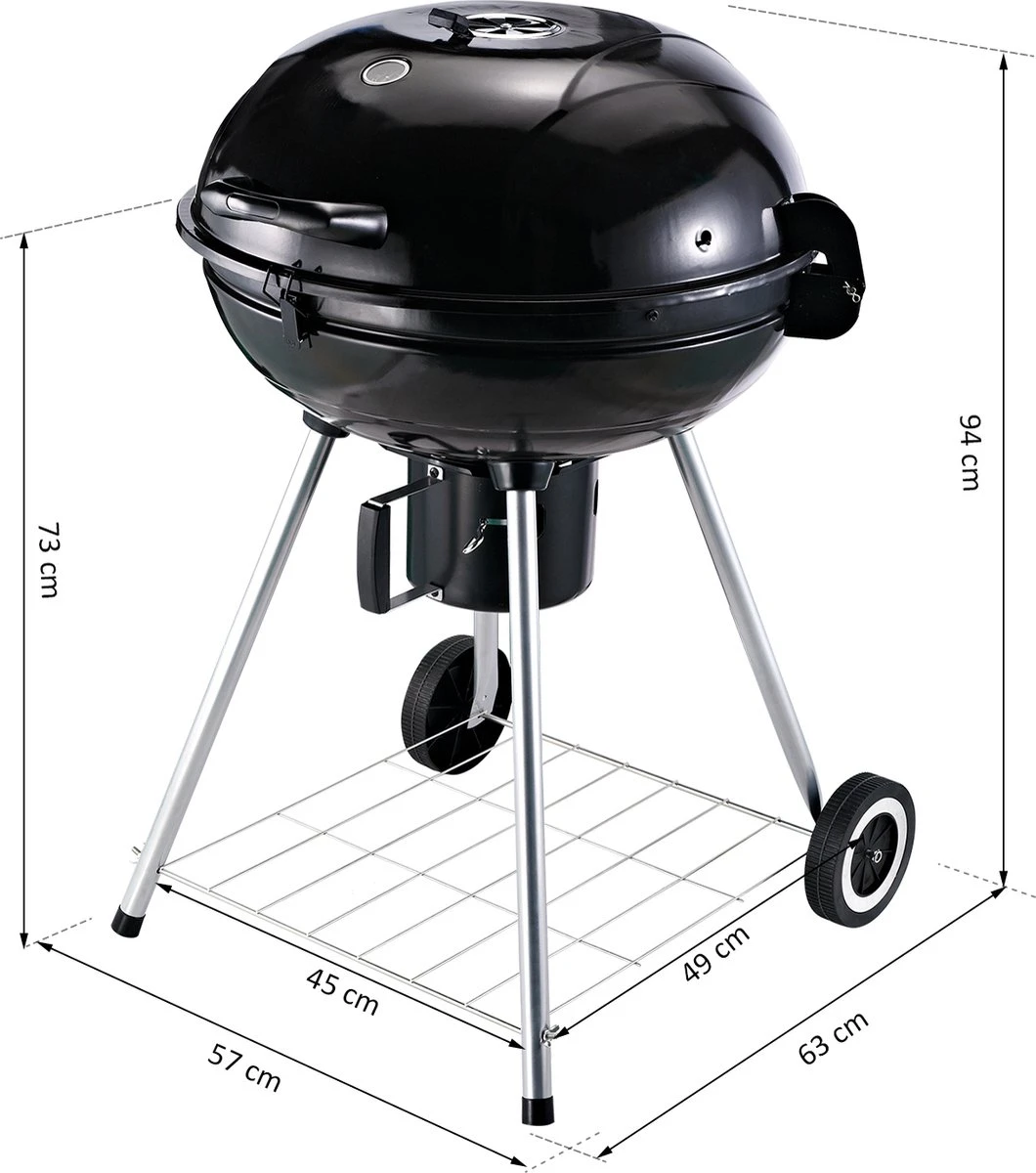 Outsunny Gril Chariot Charbon De Bois Pique-nique Gril Barbecue Avec Récupérateur De Cendres Métal Rond 846-021 6 Outsunny Gril Chariot Charbon De Bois Pique-nique Gril Barbecue Avec Récupérateur De Cendres Métal Rond 846-021 – Image 4