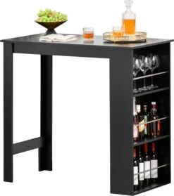 HOMCOM Table De Bar, Bureau, Table De Cuisine Avec 3 étagères, Aggloméré Noir 835-390 -Magasin D'Accessoires Pour Barbecue 1063x1200