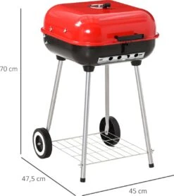 Barbecue à Charbon Outsunny Sur Roulettes Barbecue Chariot Boule Barbecue Grill Avec Couvercle BBQ Métal Rouge 01-0569 -Magasin D'Accessoires Pour Barbecue 1069x1200