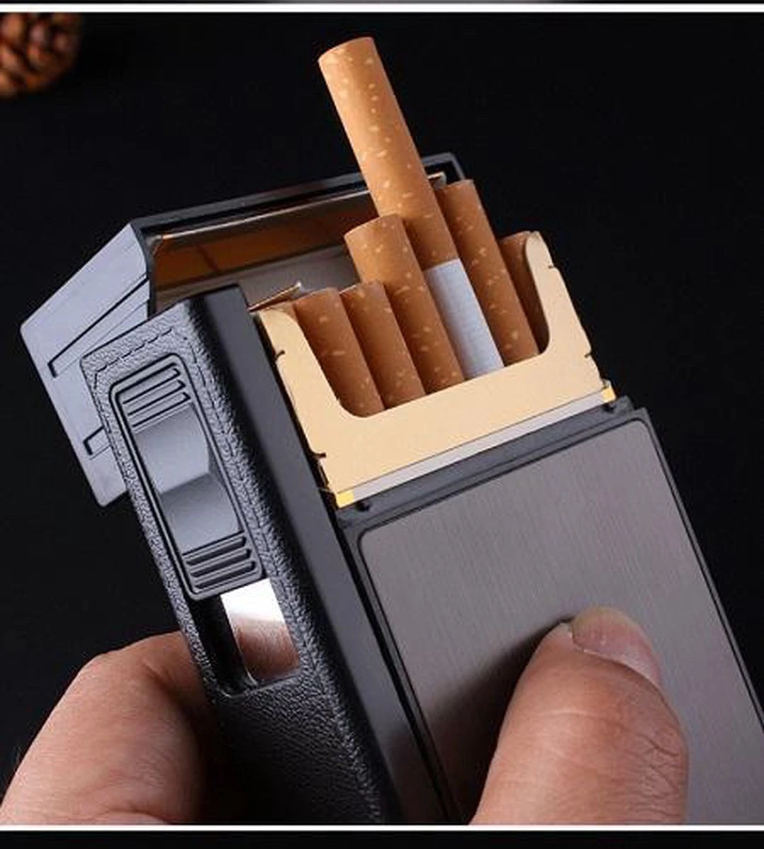 Boîte Porte-cigarettes Avec Briquet USB Rechargeable électronique, Sans Flamme, Coupe-vent, Couleur Argent, Pour 20 Cigarettes 5 Boîte Porte-cigarettes Avec Briquet USB Rechargeable électronique, Sans Flamme, Coupe-vent, Couleur Argent, Pour 20 Cigarettes – Image 3