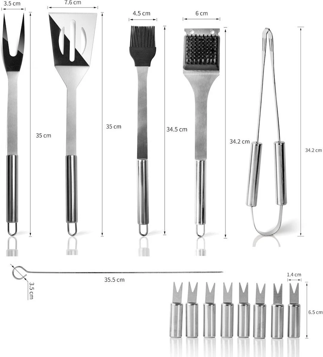 Decopatent® Ensemble D'outils De Barbecue De 22 Pièces Dans Un étui De Transport - Set' Accessoires De Barbecue - Pince à BBQ Spatule Couteau Fourchette Brosse Brochette 4 Decopatent® Ensemble D'outils De Barbecue De 22 Pièces Dans Un étui De Transport - Set' Accessoires De Barbecue - Pince à BBQ Spatule Couteau Fourchette Brosse Brochette – Image 2
