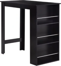 HOMCOM Table De Bar, Bureau, Table De Cuisine Avec 3 étagères, Aggloméré Noir 835-390 -Magasin D'Accessoires Pour Barbecue 1105x1200