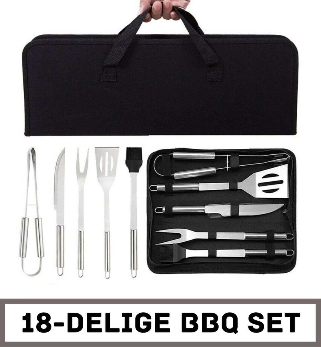 Mondoza™️ Set D' Accessoires De Vêtements Pour Bébé De BBQ 18 Pièces - Outils De Barbecue - Pinces à Viande Et Spatule En Acier Inoxydable 7 Mondoza™️ Set D' Accessoires De Vêtements Pour Bébé De BBQ 18 Pièces - Outils De Barbecue - Pinces à Viande Et Spatule En Acier Inoxydable – Image 5