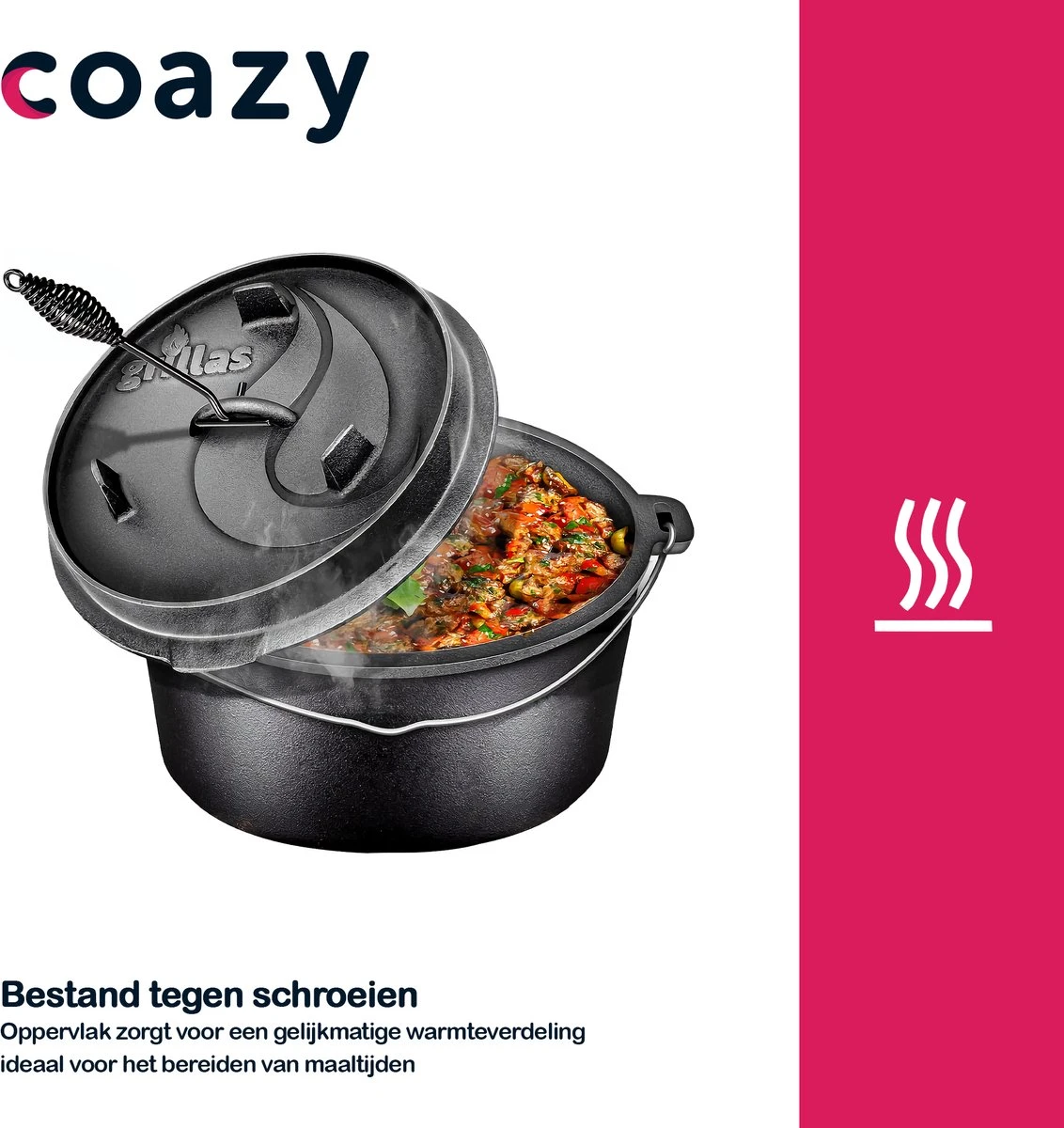 Grillas Coazy 4.2L | Four Néerlandais | Poêle à BBQ En Fonte Avec Couvercle | Barbecue Petromax | Poêle à Frire | 7 Grillas Coazy 4.2L | Four Néerlandais | Poêle à BBQ En Fonte Avec Couvercle | Barbecue Petromax | Poêle à Frire | – Image 5