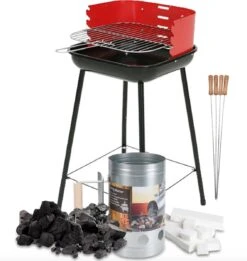 Inround - Barbecue Avec Briquettes De Charbon De Bois, Allume-feu, Allume-charbon Et Brochettes De Barbecue - BBQ