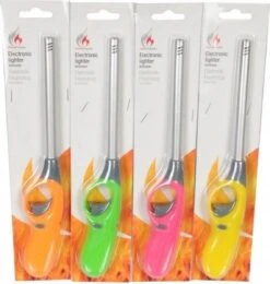 Lot De 4x Pièces Barbecue / Cuisine / Briquets Rechargeables 25 Cm - 4x Lot De Couleurs Aléatoires