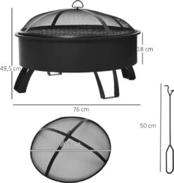 Bol à Feu D'extérieur Outsunny Avec Grille De Cuisson Avec Couvercle Feu Poker Jardin Feu De Camp Patio 842-177 -Magasin D'Accessoires Pour Barbecue 1142x1200