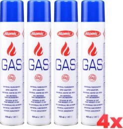 Atomic® Butane Refill Gas - Cartouches De Gaz - Recharge Pour Briquet - 400ml - 4pcs