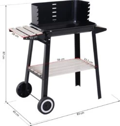 Station De Grillades Sur Chariot Outsunny Barbecue Autoportant Avec Pare-vent 2 X étagère Réglable En Hauteur 846-032 -Magasin D'Accessoires Pour Barbecue 1151x1200