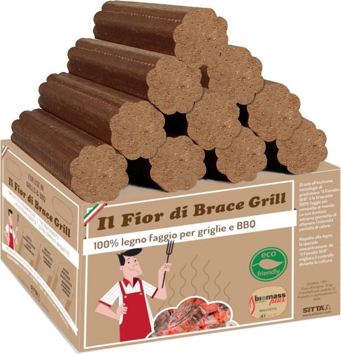 Briquettes De Bois De Hêtre Italien Fior Di Brace Pour Le Four à Pizza, Le Gril Et Le Barbecue 13KG, Mieux Que Le Charbon De Bois! 3 Briquettes De Bois De Hêtre Italien Fior Di Brace Pour Le Four à Pizza, Le Gril Et Le Barbecue 13KG, Mieux Que Le Charbon De Bois!