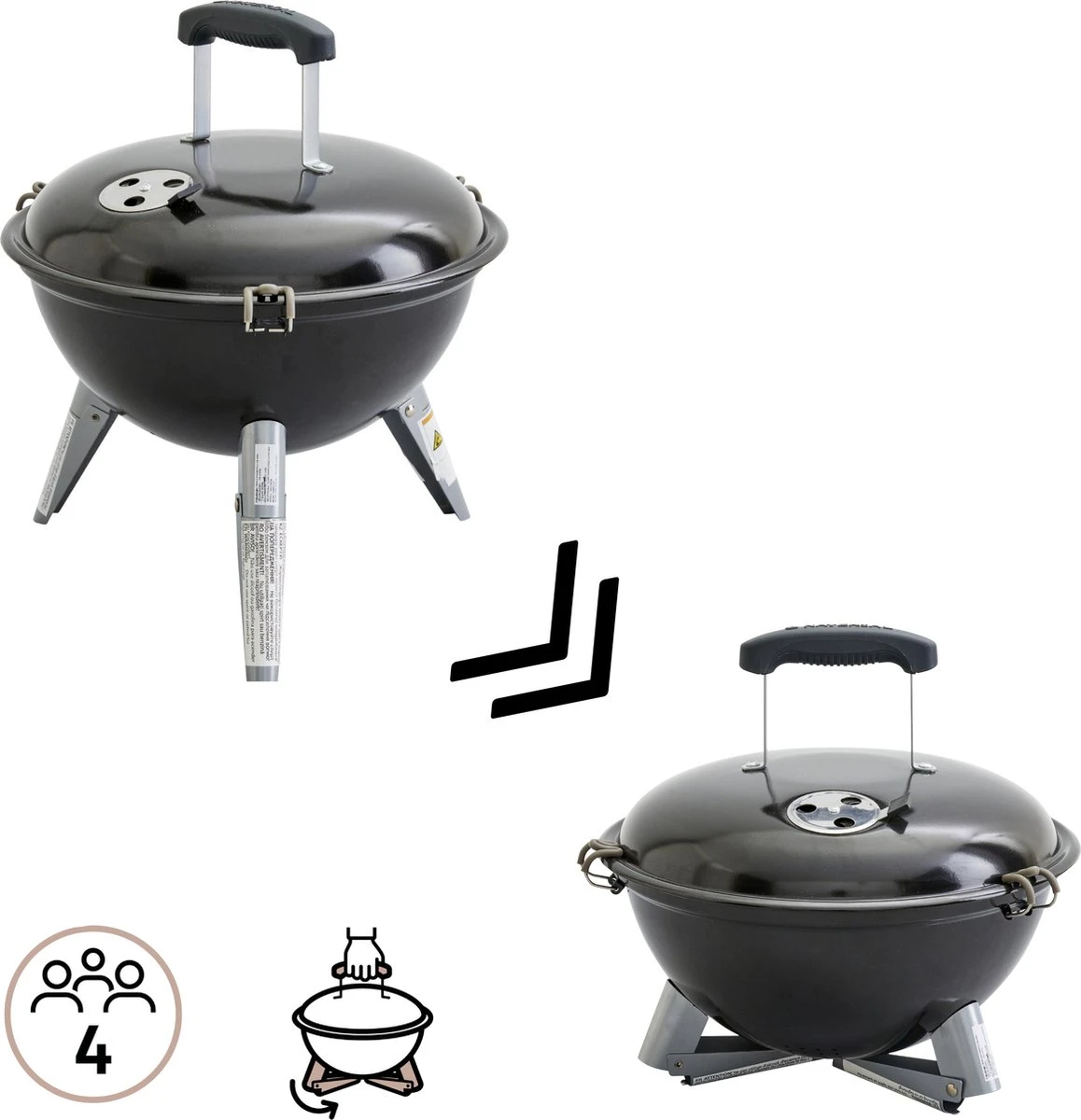 NATERIAL - Barbecue à Charbon Portable POENIX ALPHA II NOMAD - 4 Personnes - Ø37 Cm - H. 43,5 Cm - Acier émaillé - Zwart - Barbecue Pique-nique - Barbecue De Camping 5 NATERIAL - Barbecue à Charbon Portable POENIX ALPHA II NOMAD - 4 Personnes - Ø37 Cm - H. 43,5 Cm - Acier émaillé - Zwart - Barbecue Pique-nique - Barbecue De Camping – Image 3