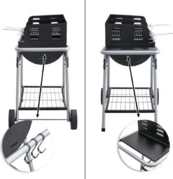 NATERIAL - Barbecue à Charbon ICARUS ALPHA II - 10 Personnes - H.93,5 X L.110 X P.59 Cm - Acier Peint - Zwart - BBQ Angulaire Sans Couvercle -Magasin D'Accessoires Pour Barbecue 1161x1200