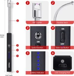 PENDEI Briquet électrique Rechargeable USB Avec Indicateur De Batterie LED Cou Flexible 360 Degrés Coupe-vent Pour Bougies Barbecue Feux D'artifice Cuisinière à Gaz Cuisine Camping 10 PENDEI Briquet électrique Rechargeable USB Avec Indicateur De Batterie LED Cou Flexible 360 Degrés Coupe-vent Pour Bougies Barbecue Feux D'artifice Cuisinière à Gaz Cuisine Camping -Magasin D'Accessoires Pour Barbecue 1162x1200 6