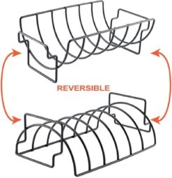 WiseGoods Premium BBQ Spareribs Rack - Rack - Grill - Grill - Accessoires De Vêtements Pour Bébé De Barbecue - Été - Tools De Cuisine - Outil De Four - Acier Inoxydable - Zwart -Magasin D'Accessoires Pour Barbecue 1163x1200