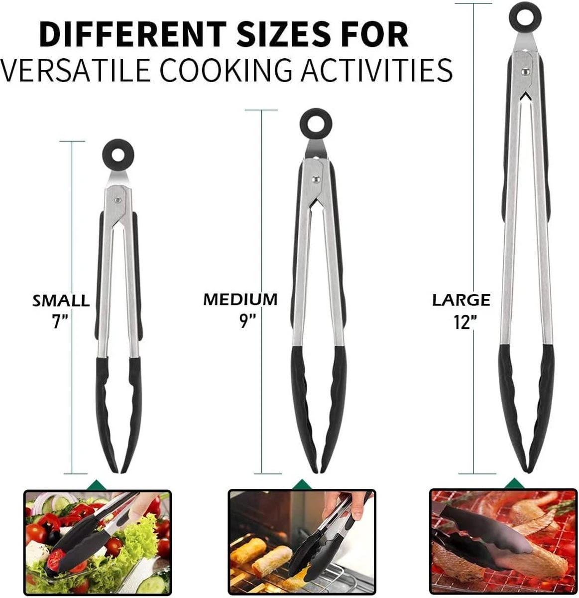 Set De 3 Pinces De Cuisine De Premium Supérieure - Pinces Pour Barbecue De Cuisine - Avec Deux Brosses En Silicone - Cuisson - BBQ - Salade, Gâteau, Crème Glacée, Four - (3x Pinces + 2 Brosses) 9 Set De 3 Pinces De Cuisine De Premium Supérieure - Pinces Pour Barbecue De Cuisine - Avec Deux Brosses En Silicone - Cuisson - BBQ - Salade, Gâteau, Crème Glacée, Four - (3x Pinces + 2 Brosses) – Image 7