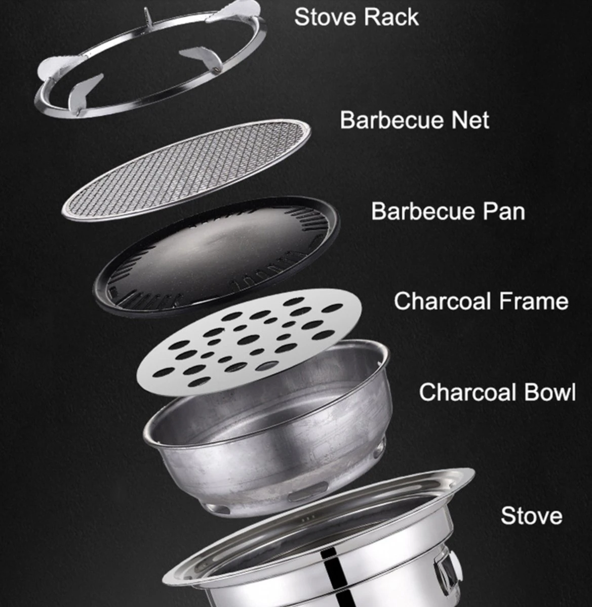 BBQ Coréen Portable - Charbon De Bois - Ustensiles De Cuisson - Revêtement Antiadhésif En Acier Inoxydable - Poêle à Charbon Portable Avec Plaque Chauffante - BBQ De Camping En Plein Air 6 BBQ Coréen Portable - Charbon De Bois - Ustensiles De Cuisson - Revêtement Antiadhésif En Acier Inoxydable - Poêle à Charbon Portable Avec Plaque Chauffante - BBQ De Camping En Plein Air – Image 4