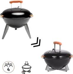 NATERIAL - Barbecue à Charbon Portable PHOENIX NOMAD - 4 Personnes - Ø37 Cm - H. 35/43 Cm - Acier émaillé - Zwart - Grill Sphérique -Magasin D'Accessoires Pour Barbecue 1176x1200