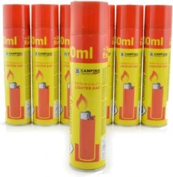 TronicXL 16x Briquet Gaz à Recharger, Gaz Butane Pour Brûleurs Flamme Ours, Briquets Tempête, Briquet Bâton, Jet Flamme, Briquet, Recharge Gaz, Cartouches Avec Adaptateur, Flacon Recharge 300ml