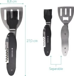 Outil Multifonction Pour BBQ Navaris 5 En 1 - Ensemble Barbecue Pliable - Fourchette, Spatule, Brosse En Silicone, Tire-bouchon, Décapsuleur - Acier Inoxydable -Magasin D'Accessoires Pour Barbecue 1177x1200 2