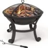Vounot Panier à Feu Pour Le Jardin, Diamètre 55 Cm, Avec Grille Et Couvercle, Pour Le Jardin, Chauffage Au Charbon, Pour Terrasse, YardØ ,noir -Magasin D'Accessoires Pour Barbecue 1182x1200