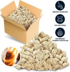 Allume Feu 5kg | Entrée Barbecue | Entrée De Charbon De Bois | Allume-feu Cheminée Ou Barbecue - Allume-feu - Allume-feu Laine De Bois Barbecue | Curls Ou Wokkels | Bois D'allumage