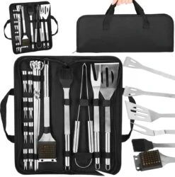 Accessoires Pour BBQ Springos | Outils De Barbecue| Set De 20 Pièces | Y Compris Sac De Transport De Luxe | Acier Inoxydable
