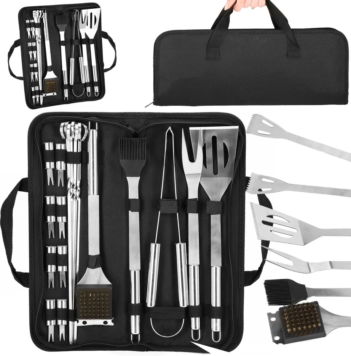 Accessoires Pour BBQ Springos | Outils De Barbecue| Set De 20 Pièces | Y Compris Sac De Transport De Luxe | Acier Inoxydable 3 Accessoires Pour BBQ Springos | Outils De Barbecue| Set De 20 Pièces | Y Compris Sac De Transport De Luxe | Acier Inoxydable