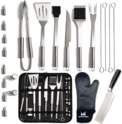 Set' Accessoires D' Outils De BBQ De Luxe De 30 Pièces En Acier Inoxydable - Ensemble D'outils De Barbecue - Ensemble De Pinces
