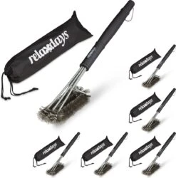 Relaxdays 6x Brosse à Barbecue En Acier Inoxydable - Brosse Métallique Pour Barbecue - Brosse De Nettoyage - Brosse Métallique