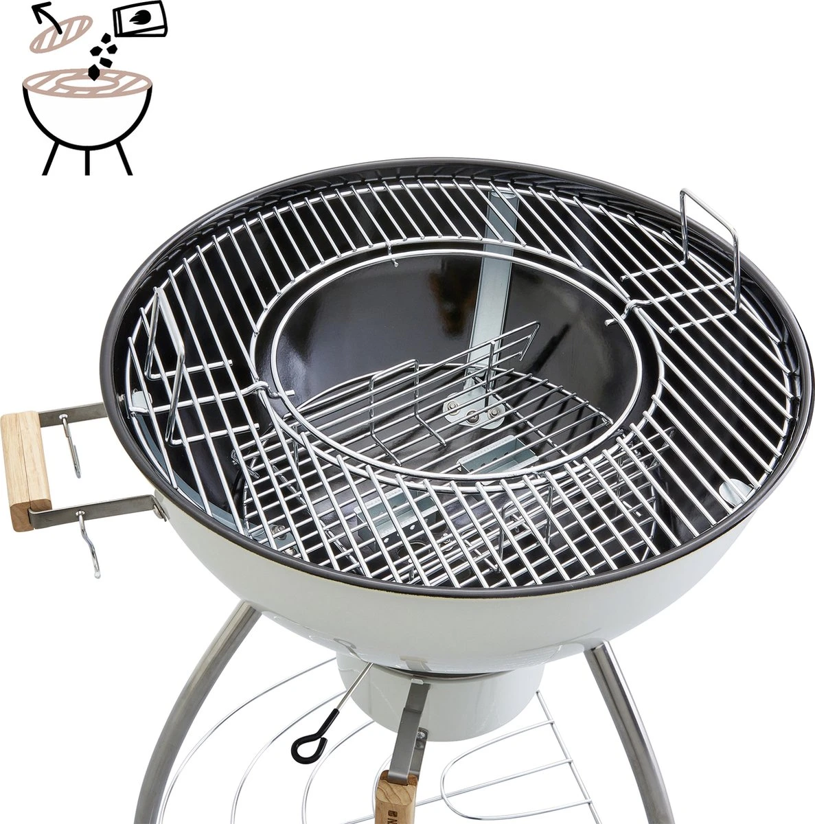 NATERIAL - Barbecue à Charbon PHOENIX BETA II - 8 Personnes - Ø 57 Cm - H. 108 Cm - Acier émaillé - Crème - Kogelbarbecue 7 NATERIAL - Barbecue à Charbon PHOENIX BETA II - 8 Personnes - Ø 57 Cm - H. 108 Cm - Acier émaillé - Crème - Kogelbarbecue – Image 5