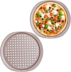 Assiette à Pizza Relaxdays 2 Pièces - Plaque De Cuisson Ronde - Avec Trous - Pour Pizza Et Flammkuchen