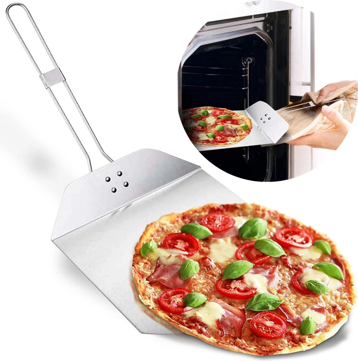 Cuillère à Pizza Pliable Cheqo® - Cuillère à Pizza - Spatule à Pizza - Pelle à Gâteau - Ustensiles De Cuisine - Spatule Pour BBQ Et Four - Acier Inoxydable - 35x25cm - Manche De 34cm De Long 3 Cuillère à Pizza Pliable Cheqo® - Cuillère à Pizza - Spatule à Pizza - Pelle à Gâteau - Ustensiles De Cuisine - Spatule Pour BBQ Et Four - Acier Inoxydable - 35x25cm - Manche De 34cm De Long