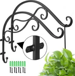 AISHNA Porte-plante à Suspendre, Crochet à Fleurs à Suspendre Solide Et Robuste, Crochets Pour Plantes Murales D'intérieur Et D'extérieur, Lot De 2 Convient Pour La Cour, Le Couloir, L'allée, La Porte, Etc.