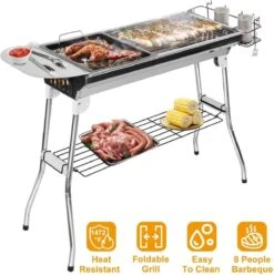 Borvat® | Barbecue Et Friture Barbecue à Dual Usage | Barbecue Au Charbon Extérieur Portable | Convient Pour 5 à 10 Personnes En Marche, Pique-nique, Camping, Barbecue. -Magasin D'Accessoires Pour Barbecue 1194x1200