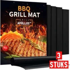 Le Tapis Barbecue ApolloX De - RĂ©utilisables Et Non AdhĂ©sif - Accessoires De VĂȘtements Pour BĂ©bĂ© BBQ - BBQ Mat - Grill Mat - Tapis Four - Set De 3