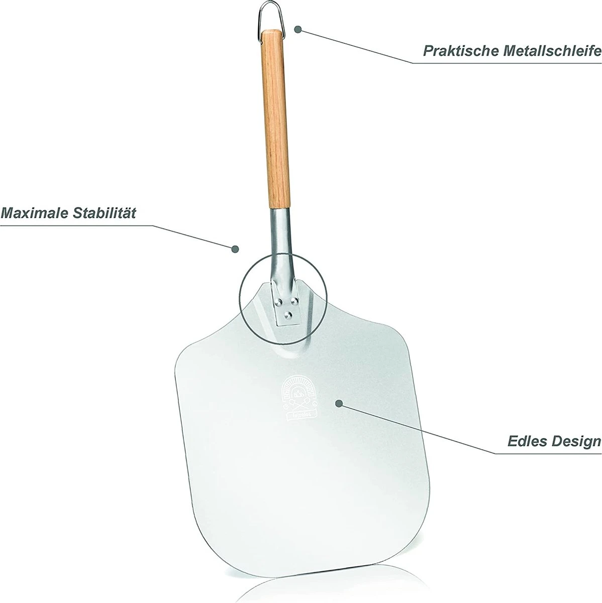 Pelle à Pizza - Spatule à Pizza Ronde - Avec Manche - BBQ Et Four - Qualité Premium 4 Pelle à Pizza - Spatule à Pizza Ronde - Avec Manche - BBQ Et Four - Qualité Premium – Image 2