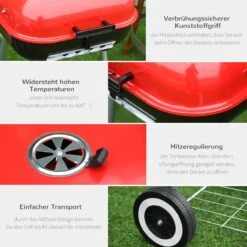 Barbecue à Charbon Outsunny Sur Roulettes Barbecue Chariot Boule Barbecue Grill Avec Couvercle BBQ Métal Rouge 01-0569 -Magasin D'Accessoires Pour Barbecue 1198x1200 3