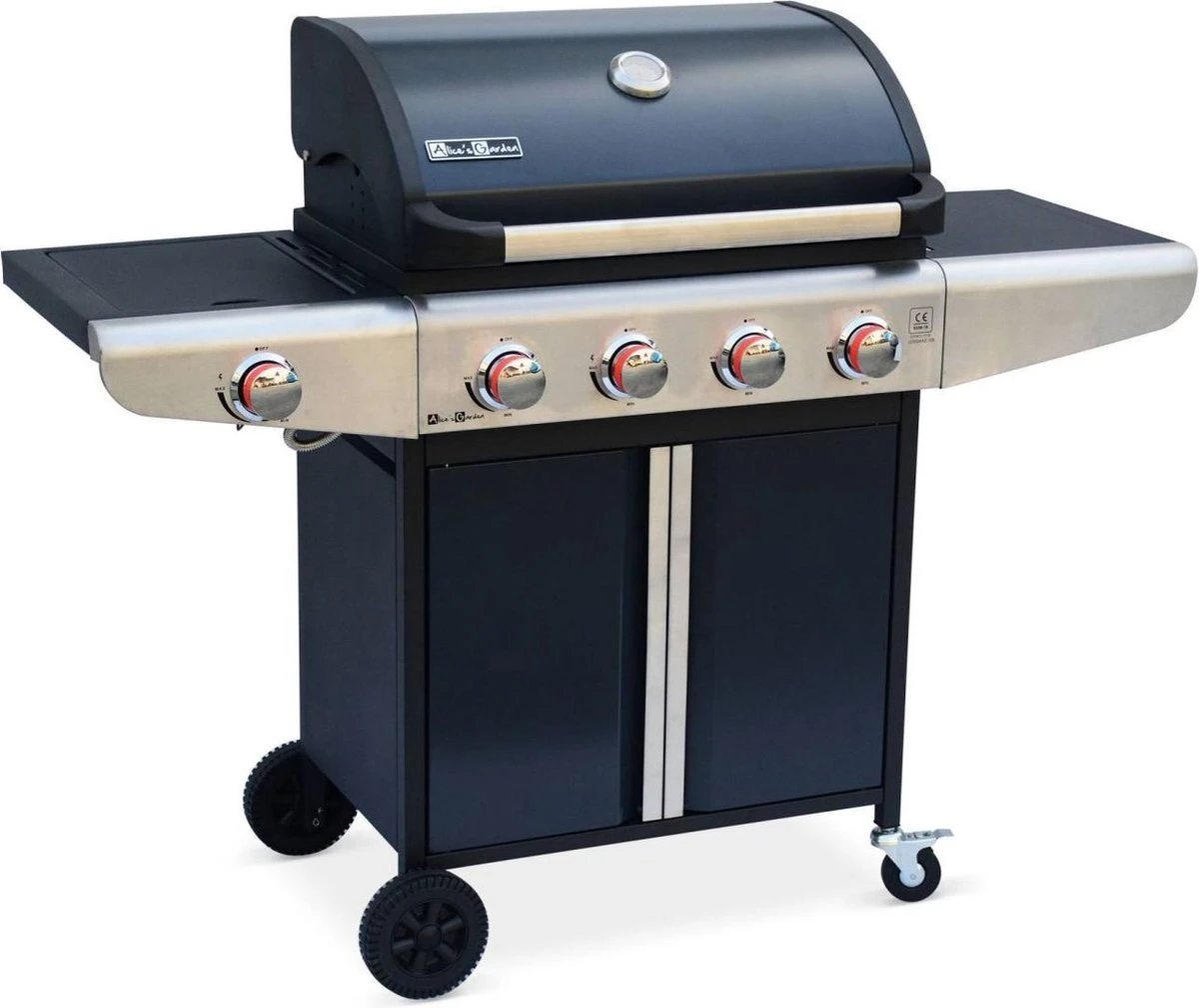 Barbecue à Gaz Bazin 4 Anthracite 4 Brûleurs 1 Brûleur Latéral Avec étagères Latérales Et Thermomètre - Connexion Gaz G1 2 F15-21 Incluse. 3 Barbecue à Gaz Bazin 4 Anthracite 4 Brûleurs 1 Brûleur Latéral Avec étagères Latérales Et Thermomètre - Connexion Gaz G1 2 F15-21 Incluse.