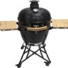 Série Evolve Econ - Barbecue Kamado 24" / 61 CM / XXL - Avec étagères De Table En Bois - Accessoires Gratuits Inclus - Parois En Céramique - Forme D'œuf - Chaleur Directe + Chaleur Indirecte - Ventilation Professionnelle - Thermomètre Intelligent -Magasin D'Accessoires Pour Barbecue 1200x1016