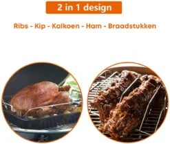 YUGN 2-en-1 Acier Inoxydable Spare Rib Rack BBQ Rib Rack - Rib Rack Spareribs Holder - Accessoires De BBQ - Grille De Grille Avec Brosse -Magasin D'Accessoires Pour Barbecue 1200x1022 2