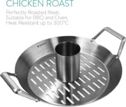 Grille à Rôtir Poulet Navaris Pour BBQ - Grille à Poulet En Acier Inoxydable - Grille Avec égouttoir D'un Diamètre De 30,5 Cm - Rôtissage De Poulet Debout -Magasin D'Accessoires Pour Barbecue 1200x1025 2
