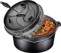 Grillas Coazy 4.2L | Four NĂ©erlandais | PoĂȘle Ă BBQ En Fonte Avec Couvercle | Barbecue Petromax | PoĂȘle Ă Frire |