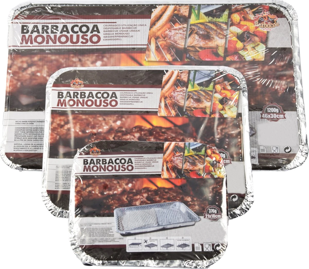 Set Barbecue - Instantané - Jetable - Barbecue Extérieur - Table - Grille - Balcon - Pique-nique - Accessoires Barbecue - Grill - 3 Tailles XL 1200 Grammes , L 600 Grammes , S 376 Grammes 3 Set Barbecue - Instantané - Jetable - Barbecue Extérieur - Table - Grille - Balcon - Pique-nique - Accessoires Barbecue - Grill - 3 Tailles XL 1200 Grammes , L 600 Grammes , S 376 Grammes